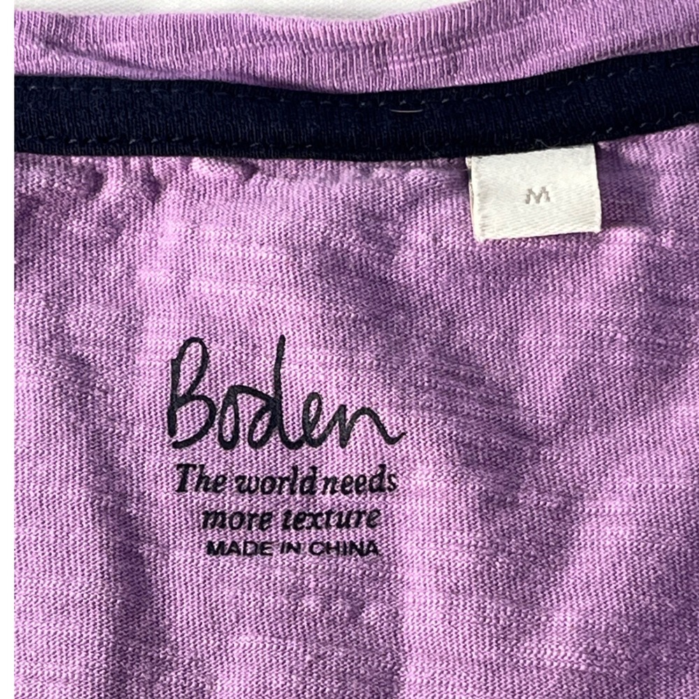 Boden T0922 Lavender Purple Eyelet Flutter Sleeve Slub Cotton V-Neck Tee M - Picture 3 of 6